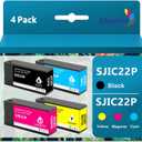 Remanufactured Ink Cartridge Replacement for SJIC22P Ink Cartridge Kit for TM-C3500 Colorworks C3500 C3510 C3520 Printer (4 Pack)