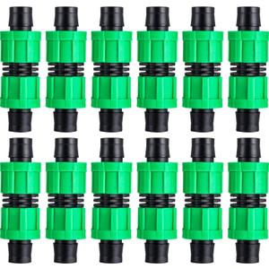 Hotop 12 Pieces Drip Irrigation Coupling, 5/8 Inch Universal Connector Drip Tubing Fittings, Compatible with Most 16-17 mm Tubing or Sprinkler Systems (Green)