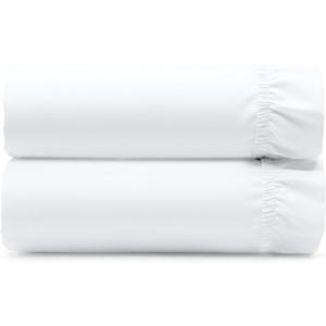 2 Cotton Twin XL Fitted Sheets, 400 Thread Count 100% Cotton Fitted Sheets Sateen, Twin XL Size Fitted Sheet with Deep Pockets (Bright White)