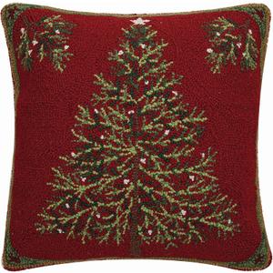 Peking Handicraft 31SERX358C18SQ Holiday Pine Hook Pillow, 18-inch Square, Wool and Cotton