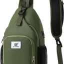 SKYSPER Sling Bag RFID Crossbody Sling Backpack Cross Body Shoulder Bag Travel Hiking Daypack for Women Men(Army Green)