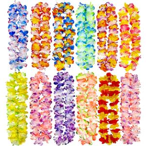 FreshDear 12 Counts Hawaiian Leis Bulk,leis for luau party,hawaiian leis for adults,beach party favors for adults,Summer Beach Vacation,Theme Party Decorations