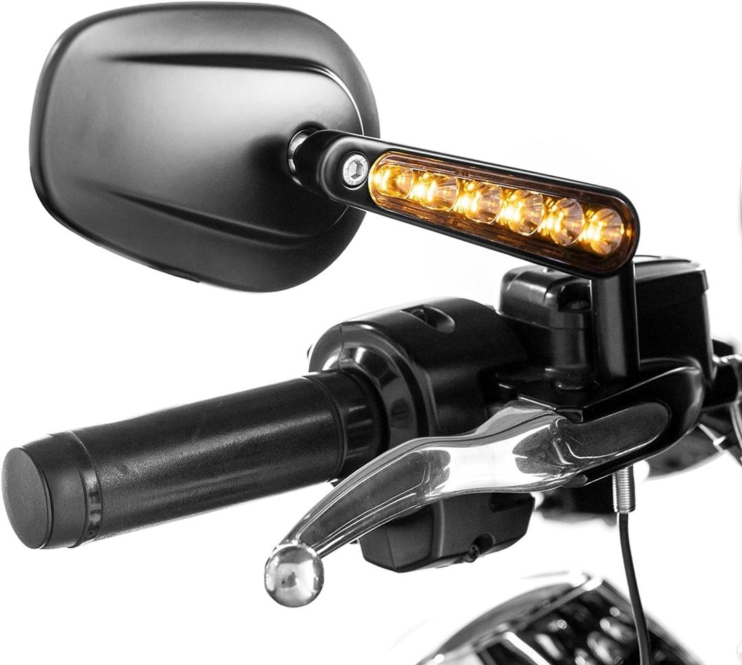 Mirrors Muscle Rear Mirror with LED Turn Signals Compatible with Harley Sportster Dyna Softail Touring Street Glide Road King Road Glide 1984-2024 Black Mirrors Muscle Rear Mirror with LED Turn Signals Compatible with Harley Sportster Dyna Softail Touring Street Glide Road King Road Glide 1984-2024 Black