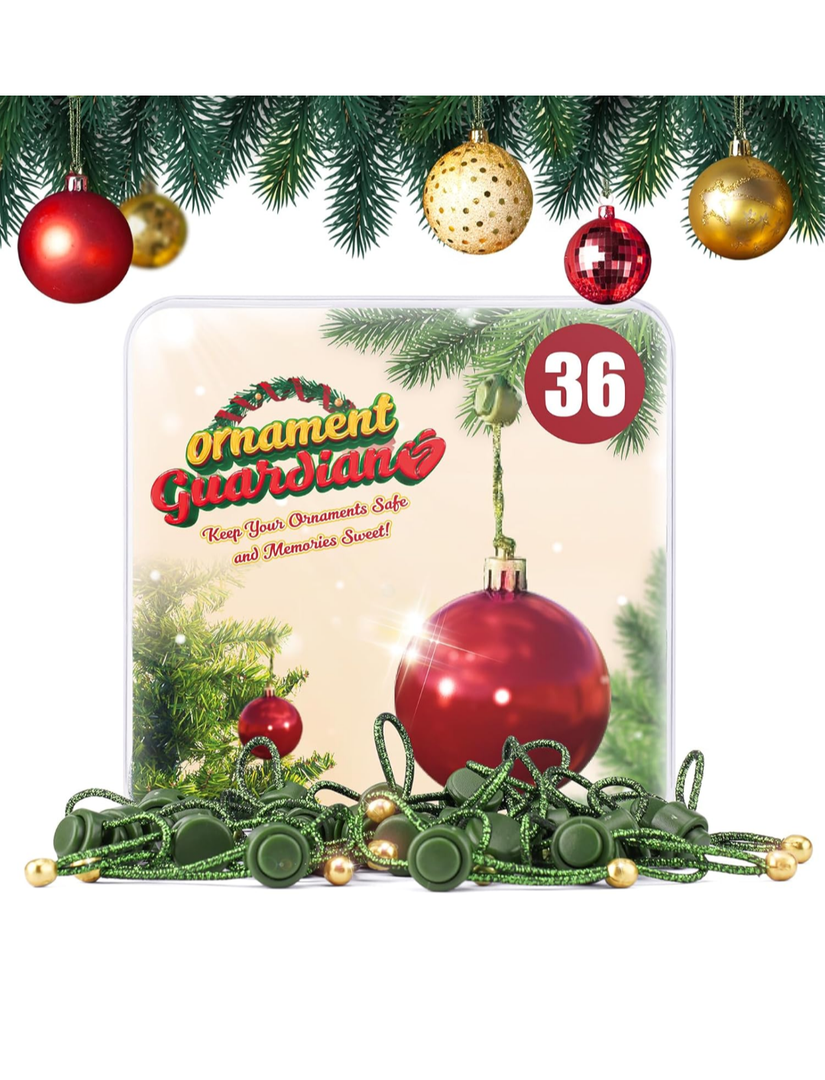 Christmas Ornament Guardian, Adjustable Ornament Hooks for Hanging Small Large Heavy Ornaments, Ornaments Hanger Hooks for Christmas Tree Hanging Holiday Ornaments (36)