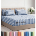 Extra Deep Split King Sheet Set  7 Piece Breathable and Cooling Sheets  Hotel Luxury Bedding for Women, Men, Kids & Teens  Secure Fit  Soft and Wrinkle Free with Extra Deep Pockets  Blue Stripes