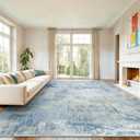 8x10 Area Rugs for Living Room, Modern Abstract Washable Rug with Non-Slip Backing & Low Pile, Large Washable Rug with Abstract Pattern for Bedroom, Dinning Room, Home Office, Light Blue