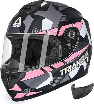TRIANGLE Motorcycle Helmets Full Face Motorcycle Helmet for Men & Women with Tinted and Clear Visor Meet Dot Approved Medium