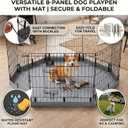 PJYuCien Dog Playpen with Bottom Pad - Metal Foldable Exercise Pen, 8 Panels 30" H x 24" W Indoor Outdoor Pet Fence Puppy Crate Kennel, Gray
