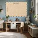 Scalloped Bulletin Board 48x36 inches, Decorative Felt Pin Board for Wall