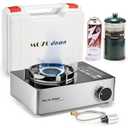 MOZODAWN Dual Fuel Camp Stove, 12000 BTU Portable Propane/Butane Stove with Case, Adapter Hose, Wind Guard, Single Burner Propane Stove for Home Kitchen, Camping, Picnics, Hiking, Fuel Not Included