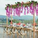CISDUEO 2 Pcs Wisteria Hanging Flowers Wisteria Flowers Vine Garland Wedding Arch Decoration Purple Red Artificial Wisteria Vines Hanging Flower Vines Silk for Party Garden Home Table Backdrop 7 Feeto