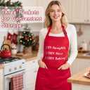 2 x NLUS Christmas Aprons for Women Men with 3 Pockets, Adjustable Baking Aprons for Kitchen Cooking, Funny Christmas Gifts for Bakers, Red