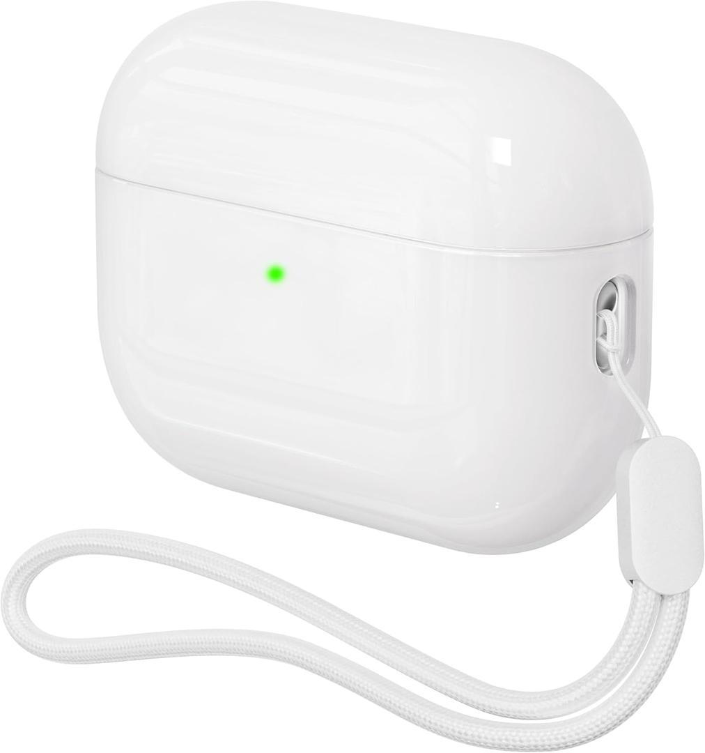 Case for AirPods Pro 3 Never-Sretch-Out DamonLight Shock-Proof Protective Semi Hard Silicone Case Compatible with Apple Airpods Pro 3rd Generation (White)