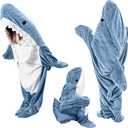 Shark Blanket Hoodie Onesie for Adults and Kids, Cozy Flannel Shark Sleeping Bag (For Height 54"-58")