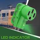 RVGUARD Overload Protector 30 Amp to 50 Amp RV Adapter Cord with Circuit Breaker, NEMA TT-30P to NEMA 14-50R Electrical Power Adapter with LED Power Indicator, 18 Inch, Green, ETL Listed