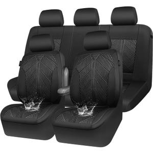 CAR PASS Waterproof Seat Covers Full Set,Neoprene Wetsuit, All-Weather Non-Slip Durable, Universal Fit for SUV, Sedans, Trucks, Vans, with Armrest & Airbag Compatibable