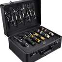 Yueieoun Barber Accessories Case, Profesional Barbers Briefcase Tool Case, Barber Cases for Clippers and Supplies, Hair Scissors Clippers Trimmer Organizer, Barbers Suitcase with Code Lock Black