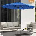 Ayge 9FT Large Outdoor Patio Umbrella Market Table Umbrella-UV Resistant, Easy Push Button Tilt and Crank, 8 Sturdy Fiberglass Ribs Heavy-Duty Pool Umbrella for Deck, Backyard,Garden,Blue