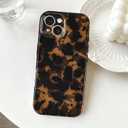 Compatible with iPhone 15 Case 6.1 inch,Tortoise Shell Retro Amber Brown Cheetah Print Leopard, Classic Soft TPU Protective Shockproof Case for iPhone 15