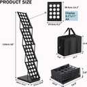 Brochure Display Stand Foldable Magazine Rack, Metal Brochure Holder Literature Rack with Carrying Bag, 4 Pockets Literature Stand for Exhibition Trade Show and Office Retail Store, Black