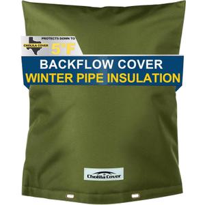 Backflow Preventer Cover Insulated (5F) with Thicker 7 Layers Fabric, 16" W x 20" H with Aluminum Foil Layer for Winter Pipe Freeze Protection, Sprinkler Covers for Outside (Green)