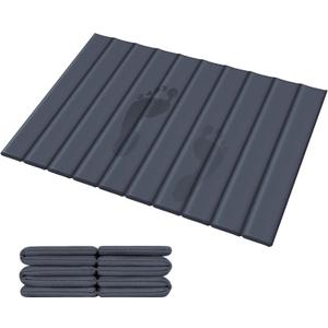 Foldable Stone Bath Mat Covered with Nano Tech Absorbent Fabric, Quick Dry Diatomaceous Earth Bath Mat for Bathroom, Non-Slip, Compact & Easy to Clean (25 * 16 Dark Grey)