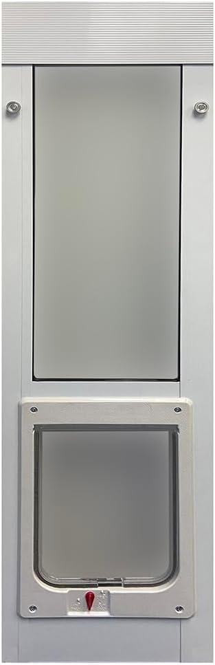 Ideal Pet Products Aluminum Vertical Sash Window Pet Door, Adjustable Sizes to Fit Window Heights from 43-7/8 to 46-1/2, Chubby Kat 7-1/2 x 10-1/2 Flap Size