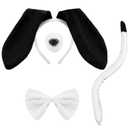 Dachshund Dog Costume Set, Dog Ears Headband Tail Bow Tie Nose Dachshund Gifts, Puppy Animal Ears Costumes Party Accessories for Women Girls (Black White)