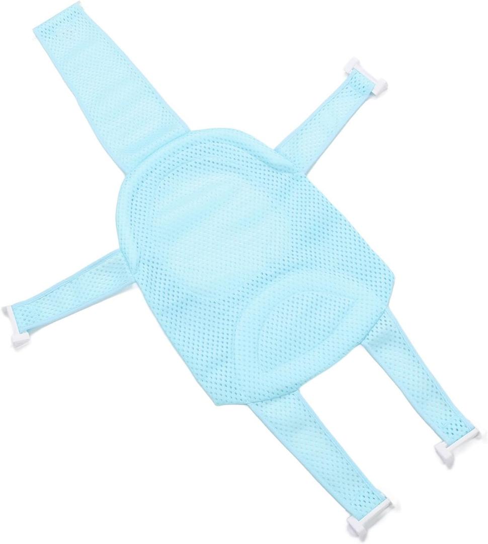 Baby Bath Seat Support Non Slip Universal Detachable Net Bathtub Sling Shower Mesh (Light Blue)