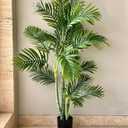 Artificial Areca Palm Plant Tall with Pot | Realistic Faux Palm Tree for Living Room, Office, Balcony & Indoor Decoration | Maintenance-Free Green Decorative Plant, 49 Inches 