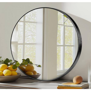 JOINSUN 30 Inch Round Mirror, Black Metal Frame Wall Mirror for Entryway, Bathroom, Vanity, Living Room, Modern Circular Mirro