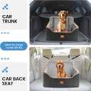 Dog Car Seat for Medium Dogs - Pet Car Seat with 2 Safety Straps & Waterproof Padding, Portable Pet Carrier for Cars, Trucks & SUVs, Comfortable Booster Bed for Pets Up to 55lbs (Black/Grey)