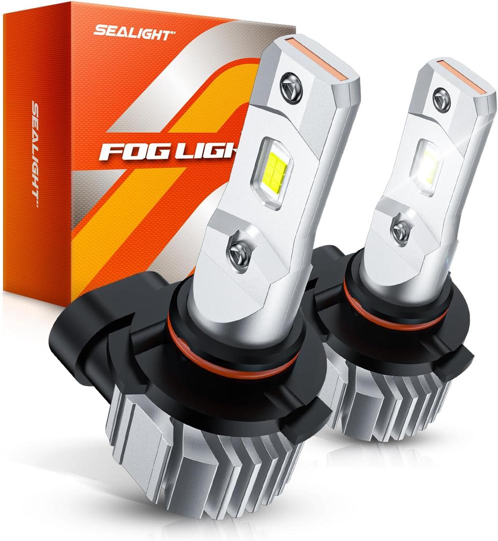 SEALIGHT H10 9145 LED Fog Light Bulbs, 44000LM Super Bright 9145 9140 H10 Fog Lights LED Bulb 6500K White, Plug & Play, Canbus Ready for Cars, Trucks, SUVs, Pack of 2