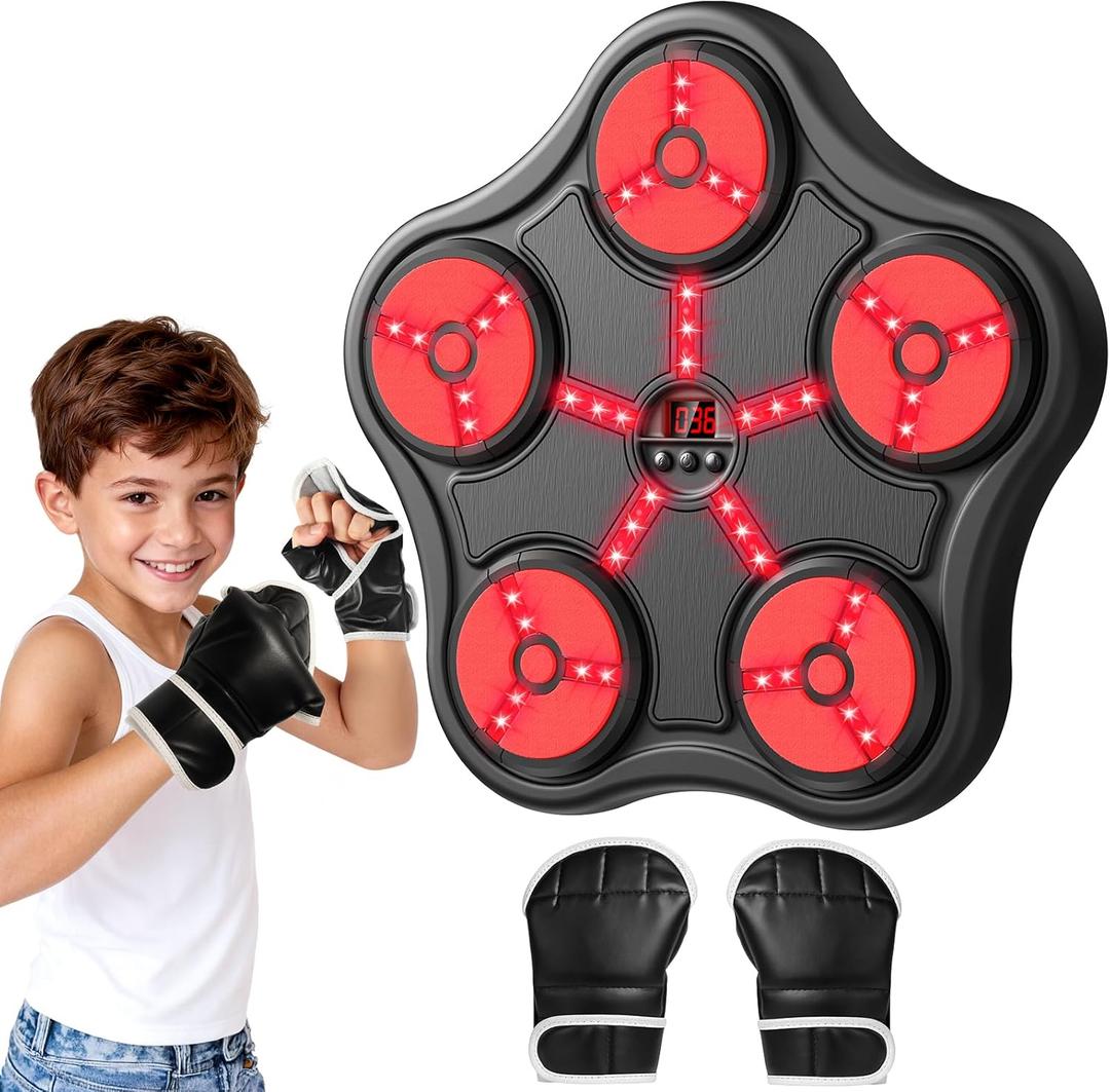 Cool Boxing Machine Toys for Kids Aged 3-12, Wall-Mounted Smart Bluetooth Punching Bag, Boxing Training Equipment with Boxing Glove, Birthday Gifts for 3 4 5 6 7 8 9 10 11 12 Year Old Boys
