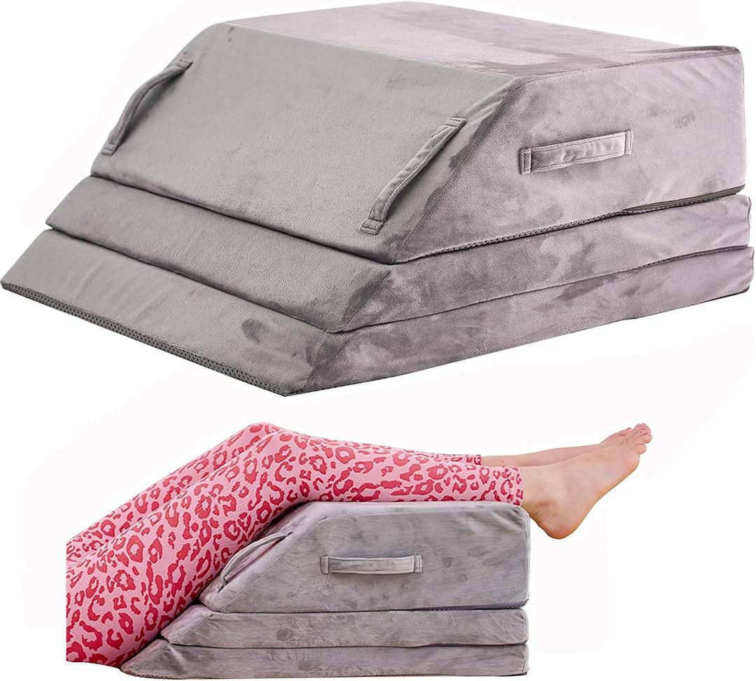 Wedge Pillow for Sleeping, Bed Wedge Pillow for After Surgery 3-Height Memory Foam Leg Elevation Pillow for Swelling Back Pain Relief Sciatica Knee Ankle Pain Bed Support Legs L 29", L 24" - 3 Heights