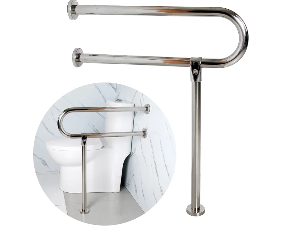 Handicap Bathroom Bar - 304 Stainless Steel Non-Slip Handrail for Disabled Toilet & Shower, Barrier-Free Safety Railing with Hand Grips