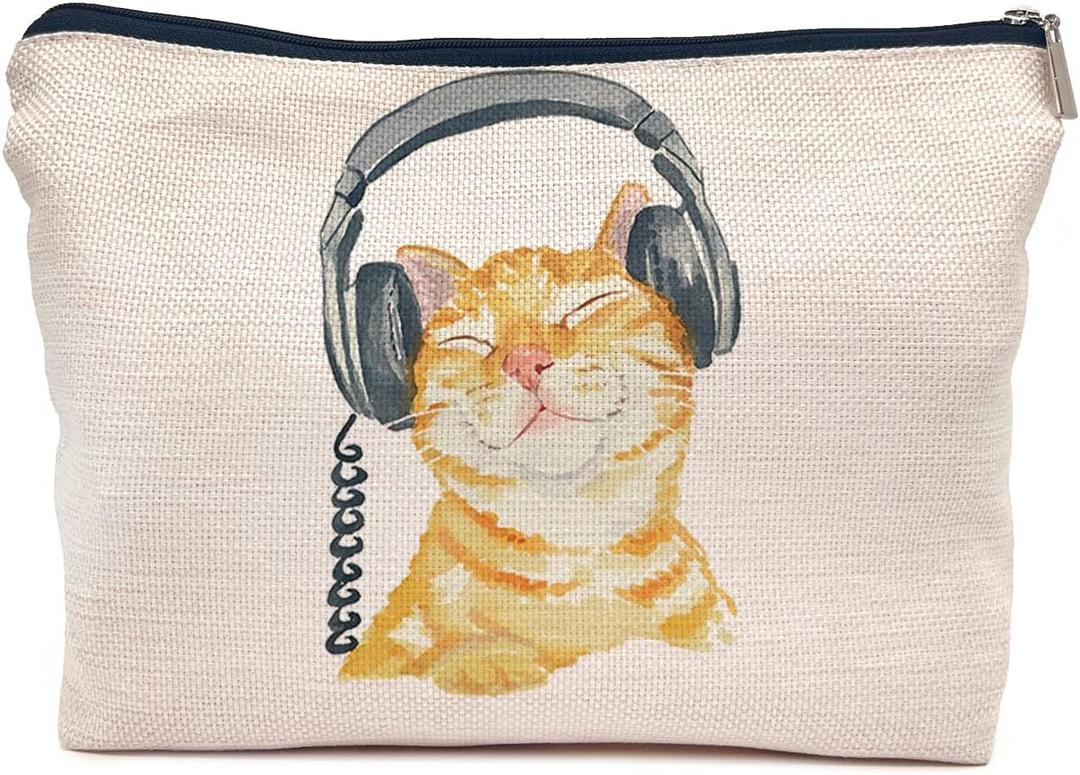 IWXYI Cat Lover Gifts,Cat Makeup Bag Zipper Pouch Travel Toiletry Gifts For Women Teenage Girls (Kitty)