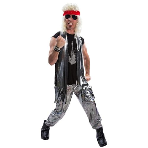 Morph 80s Rocker Costume for Men, Rockstar Outfit, Rock and Roll Attire, Retro Rocker Look, 80s Music Theme Costume, X-Large