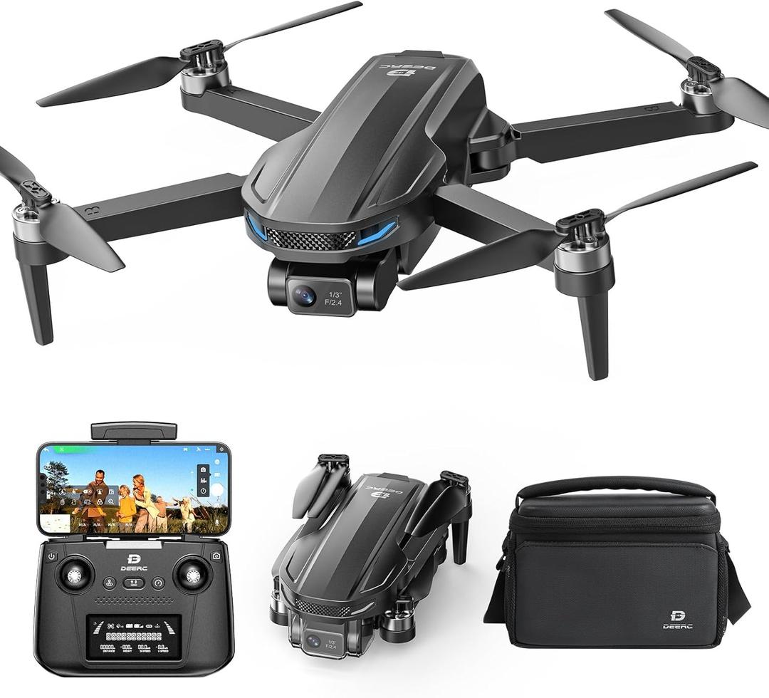 DEERC D65 2 Axis Mechanical Gimbal EIS GPS Drones with Camera for Adults 4K, 249g Foldable FPV Quadcopter Lightweight Drone with 30FPS Video, Brushless Motor, Follow Me, Auto Return, Wind Resistance