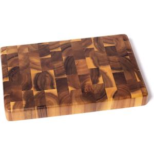 Lipper International 1280 Acacia End Grain Kitchen Chopping Block for Cutting or Serving, 12" x 8" x 1 1/4"