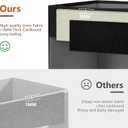 Medium Storage Baskets with Clear Window, See Through Closet Organizer with PU Handles, Linen Foldable Storage Bins for Organizing Clothes, Toys, Books (Black) (Medium-16"x11"x7")