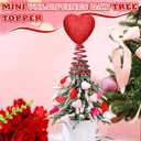Mini Glitter Heart Shape Tree Topper Valentine Day Ornaments Heart Glitter Tree Hat Valentines Home Decorations (Red, OneSize)