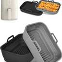 Collapsible Air Fryer Silicone Liners 2-Pack for Bella 4Qt Slim Air Fryer(3.3lb Capacity), Reusable Airfryer Silicone Pot Rectangle, Non-stick Baking Basket Insert for Air Frier Accessories,Gray+Black