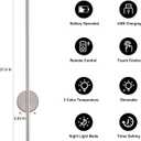 Battery Operated Modern Wall Sconces, Dimmable Wireless Wall Light Set of Two with Remote Control, 3 Color Temperatures, Rechargeable LED Wall Sconce for Bedroom, Living Room,Hallway, 27.6 Inch Nickel