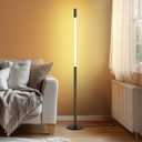 LED Dimmable Floor Lamp with Remote & Foot Switch, 27006000K Adjustable Color Temperature & Stepless Dimming, Slim Linear Tube Tall Standing Lamp, Modern Black Corner Lamp for Living Room Bedroom