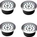 18W Outdoor In Ground Lights,Diameter 8 inches,Wired Landscape Lighting Waterproof,White 6500K,High Voltage 110V 120V Well Lights for Walkway,Driveway,Pathway,Pack of 4