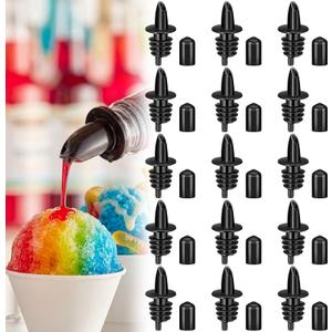 30 Pcs Bottle Pourers Syrup Pour Spouts Including Snow Cone Syrup Bottle Pourers and Rubber Dust Cap Covers Dispenser Accessories