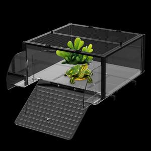 XXL Turtle Basking Platform for Aquatic Turtles, Extra Extra Large for over 180 Gallon Tank, Fits 23-29'' Wide Aquarium, Acrylic Turtle Topper &Dock Tank Accessories, Non-Slip Ramp&Escape-Proof Design