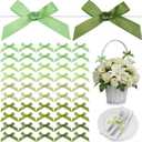 Gejoy 100 Pieces 2.6" Green Series Valentine's Day Bows Satin Ribbon Twist Tie Mini Bows for Gift Wrapping Bags Crafts for New Year Wedding Birthday Party Shower Candy Treat Cake Pop Decoration