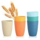 SINOGE Premium Wheat Straw Cups Unbreakable Drinking Glasses | Set of 6 | Alternative to Plastic Cups Reusable Water Glasses Dishwasher and Microwave Safe Drinking Cups 12 oz - MultiColor